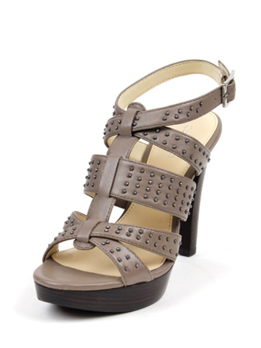 CK Calvin Klein Sabana Sandal Driftwood Strappy Leather Platform Heels Studs